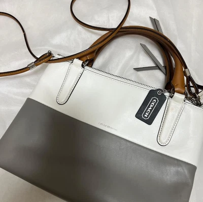 Coach Gray and Chalk Borough Triple Compartment Satchel Zip Closure - Image 1 of 4