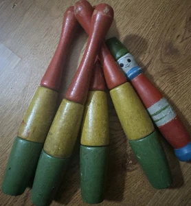 Indian Clubs And Skittles Game 1800’s Bowling Handcrafted Cottagecore Farmhouse - Picture 1 of 3