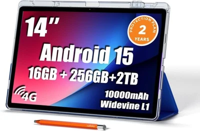 Callsky 14 英寸平板电脑 Android 15 16GB RAM 256GB ROM 1920x1200 IPS 全高清显示屏 — 第 1/4 张图片