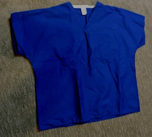 Markenlos Herren Gr. L Königsblau Shrt Slv Brusttasche V-Ausschnitt Scrub Top Wendbar - Bild 1 von 3