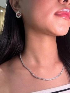 Huge 14K White Gold 15ctw VS1 Women's Lab Grown Diamond Tennis Necklace 17" - Picture 1 of 1