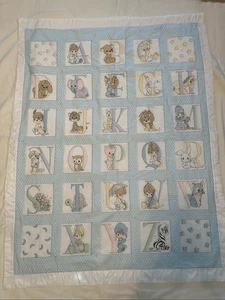 Handmade Multicolor Precious Moments Alphabet ABC Nursery Quilt 47.5" X 36.5" - Picture 1 of 5
