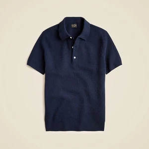 NWT J.Crew Short Sleeve 100% Cashmere Waffle Sweater Polo Size S Navy - Picture 1 of 2