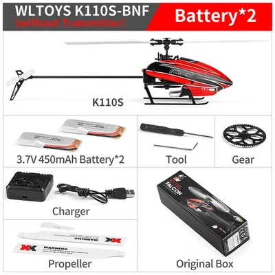 Wltoys XK K110S 6CH 3D 6G System Single Paddle Brushless RC Helicopter Aircraft - Image 1 of 4