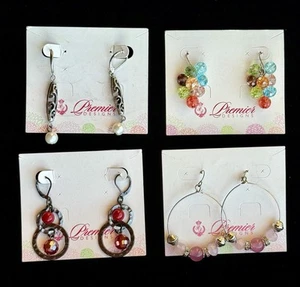 Pretty Dangly Lot Of 4 Pairs Premier Designs Earrings - New on cards. C - Picture 1 of 10
