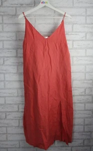 Seafolly Women's slip midi dress red S swimwear cover shoulder straps front slit - Picture 1 of 11