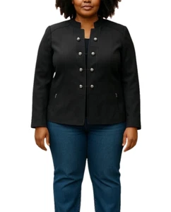 TAHARI ASL Arthur S Levine Black Button Detail Jacket Size 16W Business Function - Picture 1 of 10