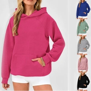 Women s Casual Long Sleeve Hoodie Loose Soft Cotton Pullover with Front Pocket - Bild 1 von 38