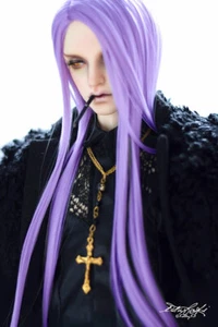 1/3 8-9-10" Pullip Bjd Muñeca Peluca de Pelo Larga Púrpura Inclinada Peluca Acogedora Recta - Imagen 1 de 2