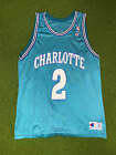 90s Charlotte Hornets - Larry Johnson #2 - Champion - Vintage NBA Jersey (48)