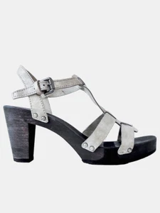SOFTCLOX Damen Holzsandalette Fabienne Leder Silber Used Look・Gr. EU 41 - Bild 1 von 11