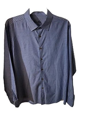 Tasso Elba Mens Blue Plaid Collared Button Down Stretch Shirt XL - Image 1 of 3