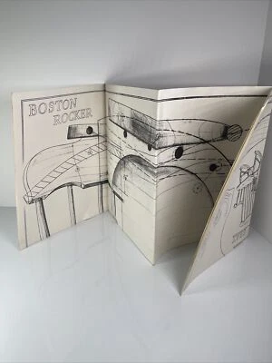 Mecedora vintage 1971 estampado azul diseño patrón #149 Boston Rocker Foto 1 de 4