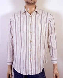 vintage 80s 90s Allyn Saint George Cream/Gray Southwestern Flannel Shirt SZ M - Picture 1 of 4