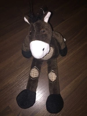 Kik Pferd Braun Weiß Schwarz Fohlen Plüschtier Kuscheltier Schlenker Stofftier - Bild 1 von 4