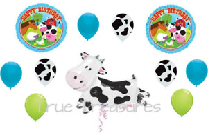 11 PC Barnyard cow horse print Birthday kids Party Farm animal Balloons country 