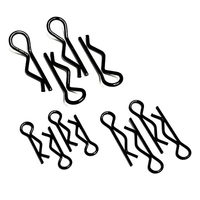 Black Metal Body Shell Snap Pins, R-Clips for Tamiya, HPI, Losi, Traxxas RC Cars - Image 1 of 4