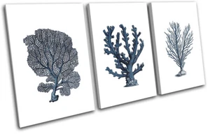 Coral Vintage Bathroom Illustration TREBLE CANVAS WALL ART Picture Print - Picture 1 of 1
