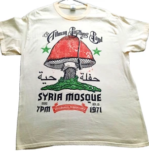 Allman Brothers Gildan Cotton Beige Short Sleeve Large Tee, Syria Mosque, 1971 - Picture 1 of 5