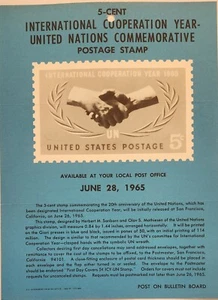 SELTEN 1965 5 Cent UNITED NATIONS GEDENKMARKE USPS POSTER Flyer - Bild 1 von 1