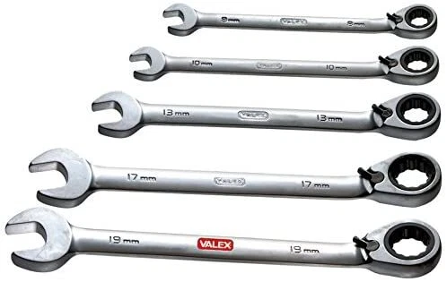 VALEX - CHIAVI COMBINATE A CRICCHETTO REVERSIBILE SERIE 5 PZ MM 8-10-13-17-19 - Immagine 1 di 1