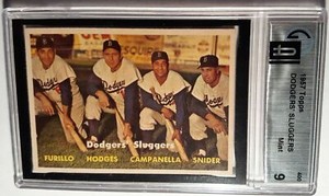 1957 Topps #400 Dodgers' Sluggers: Campanella Snider Hodges Furrillo GAI 9 MINT