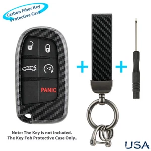 Carbon Fiber Car Key Fob Cover Shell Accessories For Jeep Grand Cherokee Compass - Picture 1 of 15