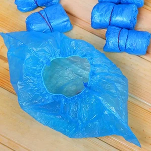 100pcs Home/Hotel Disposable PE Plastic Shoe Covers Blue Dust Proof &Waterproof - Picture 1 of 8