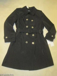 CALVIN KLEIN WOMENS XL~DOUBLE BREASTED TRENCH COAT~BLACK~WATER RESISTANT~$280 - Picture 1 of 12