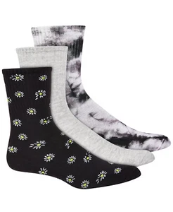 Womens Crew Socks Daisy & Tie Dyed 3 Pair Pack JENNI $19.99 - NWT - Picture 1 of 2