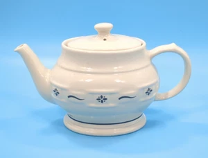 Longaberger Keramik blau gewebt Traditionen ovale Teekanne - Bild 1 von 10
