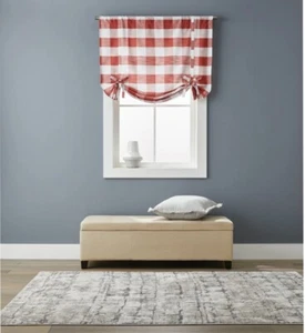 Better Homes & Gardens Buffalo Check Balloon Shade Brick Red/White 42”x 63” - Picture 1 of 11