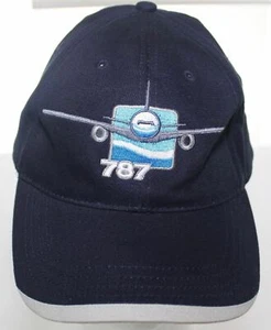 Boeing 787 Dreamliner Jet Airplane Baseball Hat Adult Buckle Strapback Cap Blue - Picture 1 of 9