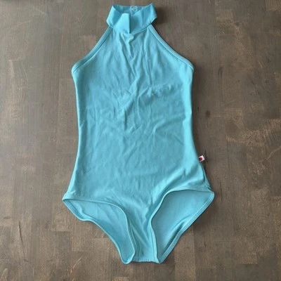 Roupa de dança Yumiko collant adulto pequeno turquesa desgaste de dança pescoço Halter - Imagem 1 de 4
