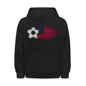 USA Soccer Flag With Ball Kids' Hoodie - Picture 1 of 13