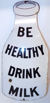 DE COLECCIÓN Inusual PORCELANA GRANJA LECHERA 20" SIGNO Be Healthy Drink Leche Fabricantes Manos Foto 1 de 4