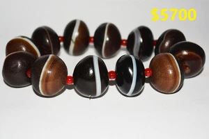 Pulsera de cuentas DZI MEDICINA TIBETANA ANTIGUA REAL HIMALAYA SULEMANI ÁGATA MALA - Imagen 1 de 11