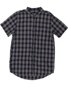 HURLEY Mens Short Sleeve Shirt XL Navy Blue Check Cotton ZE02 - Picture 1 of 3