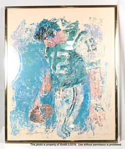 VINTAGE LEROY NEIMAN LARGE FRAMED JOE NAMATH NY JETS SIGNED PRINT NFL Football - Picture 1 of 5