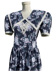 Vintage Jessica McClintock Dress 1980s Gunne Sax Floral Tea Modest Small - Bild 1 von 8