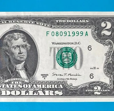 August 9, 1999 / 8 September 1999 (F 08091999 A) BIRTHDAY $2 Two Dollar Bill *AU - Image 1 of 4