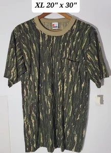 Vintage 80s Realtree Camo Signal XL Pocket T-Shirt Single Stitch Made/USA NOS - Bild 1 von 6