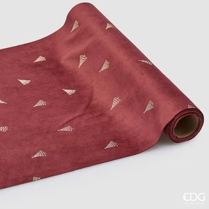 EDG Enzo De Gasperi Rolle Stoff Druck Pino Weihnachten H 35 CM L 200 CM Burgundy - Bild 1 von 2