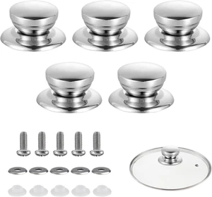 5 Pezzi Pomello Coperchio Pentola in Acciaio Inox, Universale Manico Coperchio P - Foto 1 di 12