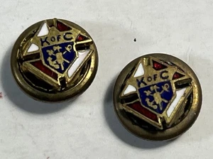 Par de prendedores de solapa vintage de Caballeros de Colón atornillados en tono dorado - Imagen 1 de 9