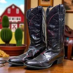 Vintage Justin Boots Western Cowboy Boot Burgundy Leather USA Made 9032 Men 9.5 - Picture 1 of 11