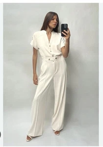 Crape jumpsuit with golden button. Size XL, L - Picture 1 of 9