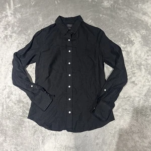 Camicia donna JCREW BAIRD McNUTT taglia 2 nera lino irlandese con bottoni perfetta preppy - Foto 1 di 7