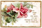 Peace attend you, God watch o'er you Pink Roses Vintage Embossed DB Postcard