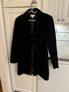 Denim & Co schwarze waschbare Wildleder-Scheunenjacke für Damen Medium - Bild 1 von 6